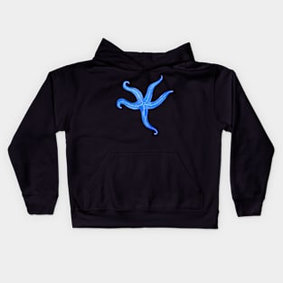 Blue Watercolor Starfish Sticker Kids Hoodie